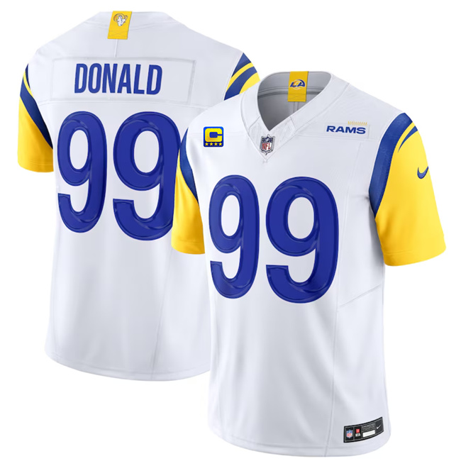 Men's Los Angeles Rams #99 Aaron Donald White 2023 F.U.S.E. With 4-Star C Patch Vapor Untouchable Limited Stitched Football Jersey