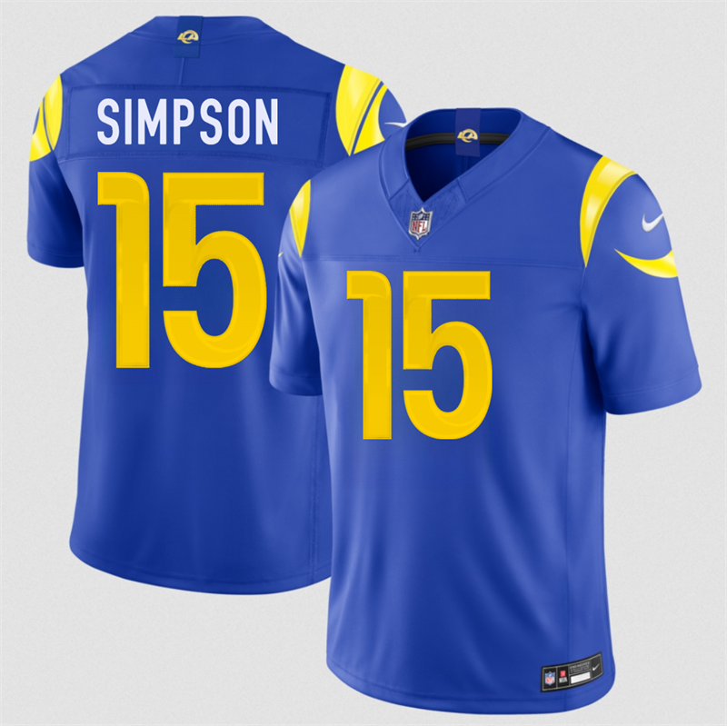 Men's Los Angeles Rams #15 Ty Simpson Royal 2026 Draft F.U.S.E. Vapor Limited Stitched Football Jersey