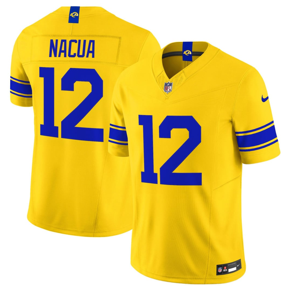 Men's Los Angeles Rams #12 Puka Nacua Gold Classic Sol 2026 F.U.S.E. Vapor Limited Stitched Football Jersey