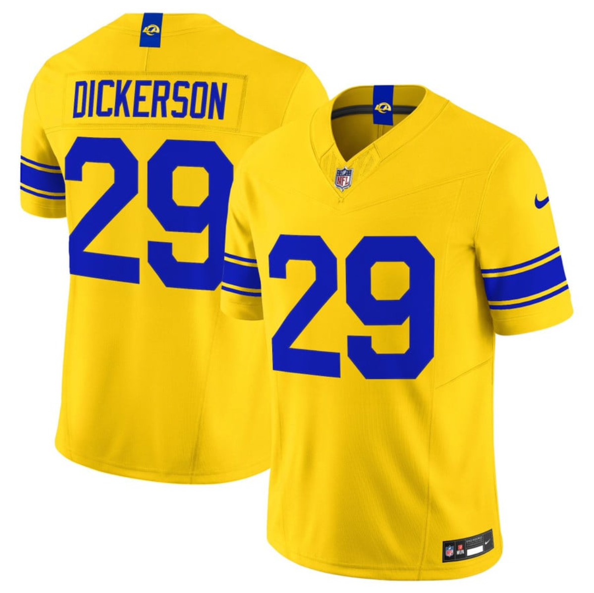 Men's Los Angeles Rams #29 Eric Dickerson Gold Classic Sol 2026 F.U.S.E. Vapor Limited Stitched Football Jersey