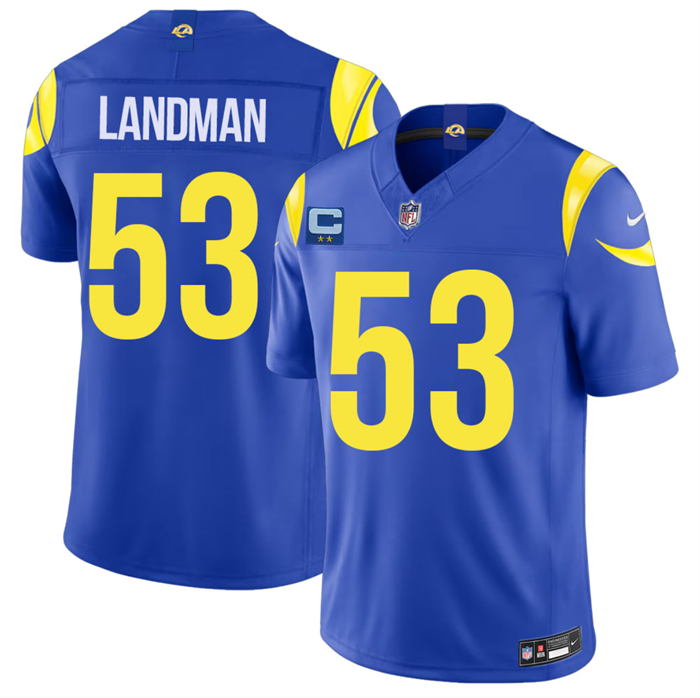 Men's Los Angeles Rams #53 Nate Landman Royal 2026 F.U.S.E. 2-Star C Patch Vapor Limited Stitched Football Jersey