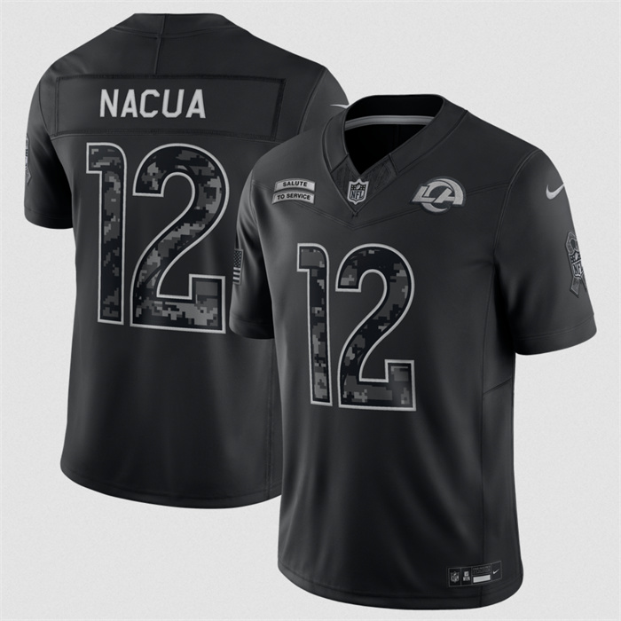 Men's Los Angeles Rams #12 Puka Nacua Black F.U.S.E. 2026 Salute to Service Limited Stitched Football Jersey