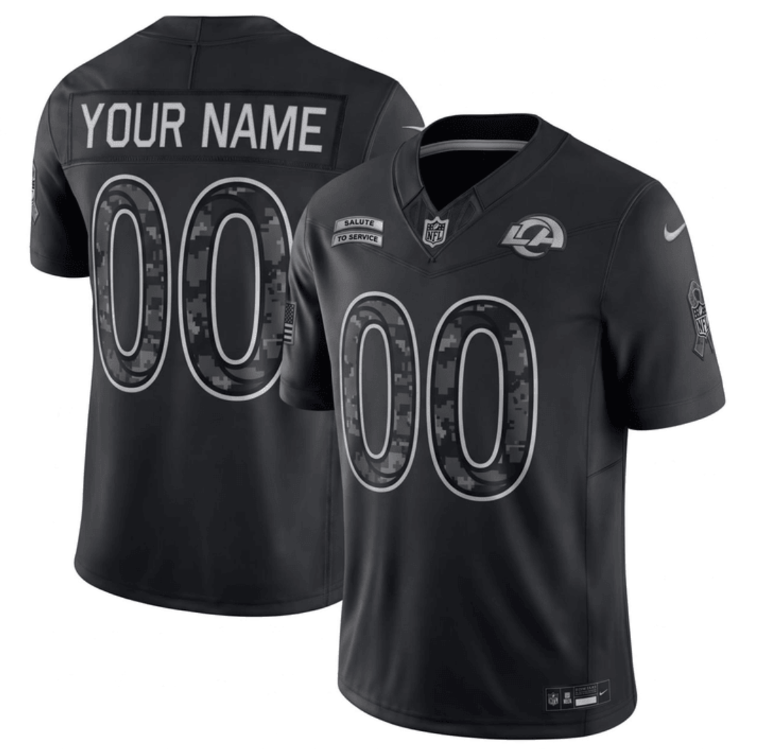 Men's Los Angeles Rams Active Player Custom Black F.U.S.E. 2026 Salute to Service Limited Stitched Football Jersey