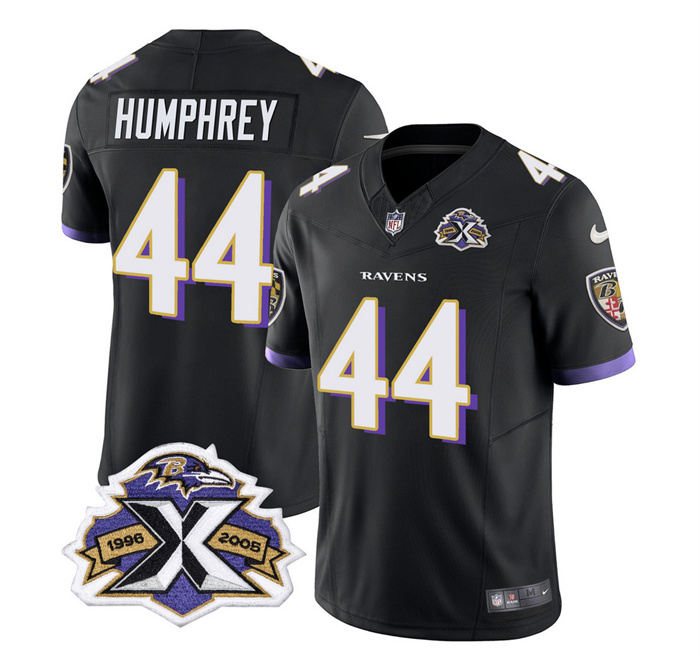 Men's Baltimore Ravens #44 Marlon Humphrey Black 2023 F.U.S.E With Patch Throwback Vapor Limited Jersey