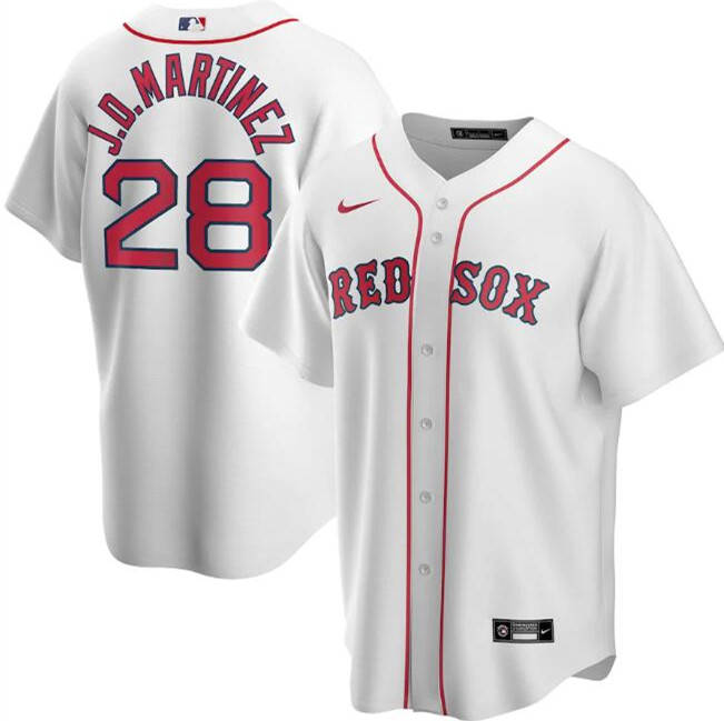 Men's Boston Red Sox #28 J.D. Martinez White MLB Cool Base Stitched Jersey