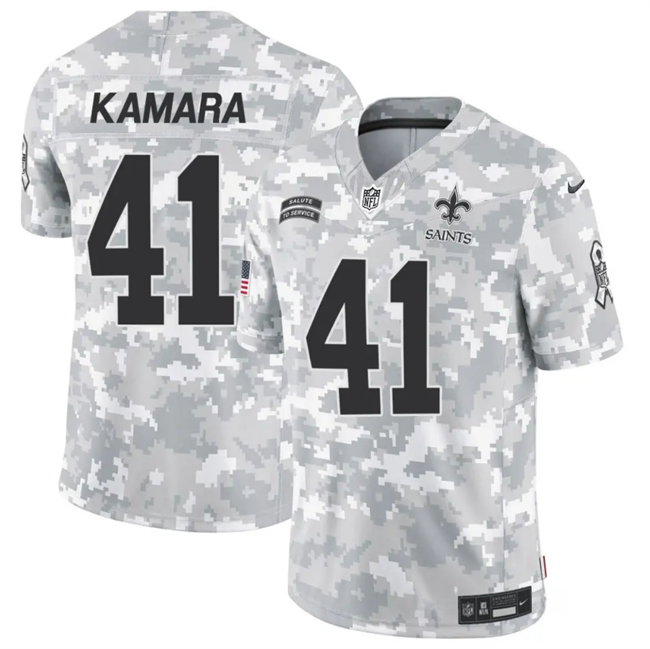 Men's New Orleans Saints #41 Alvin Kamara 2024 F.U.S.E Arctic Camo Salute to Service Limited Stitched Football Jersey Men's New Orleans Saints #41 Alvin Kamara 2024 F.U.S.E Arctic Camo Salute to Service Limited Stitched Football Jersey