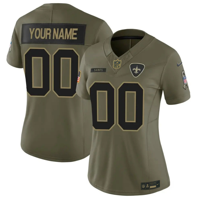 Women's New Orleans Saints Active Player Custom Olive 2025 F.U.S.E. Salute to Service Limited Stitched Football Jersey(Run Small)