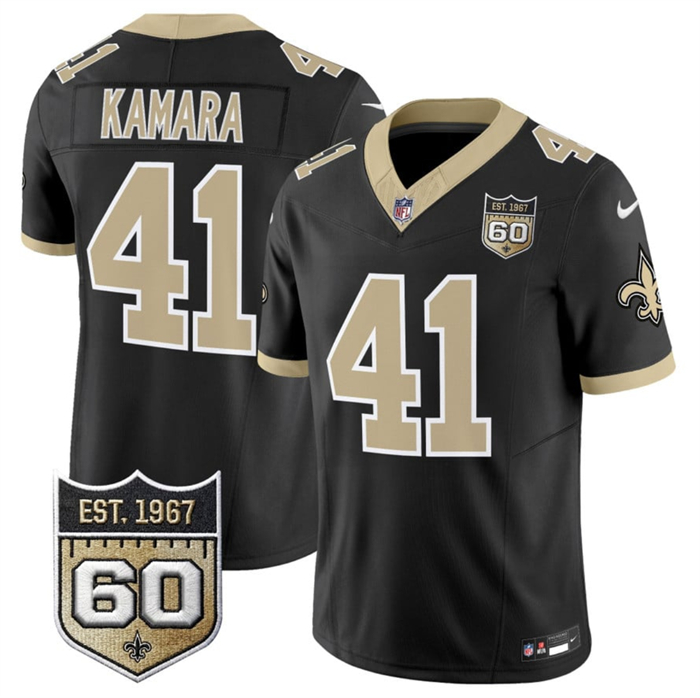 Men's New Orleans Saints #41 Alvin Kamara Black 2026 F.U.S.E 60th Anniversary Patch Vapor Limited Football Stitched Jersey