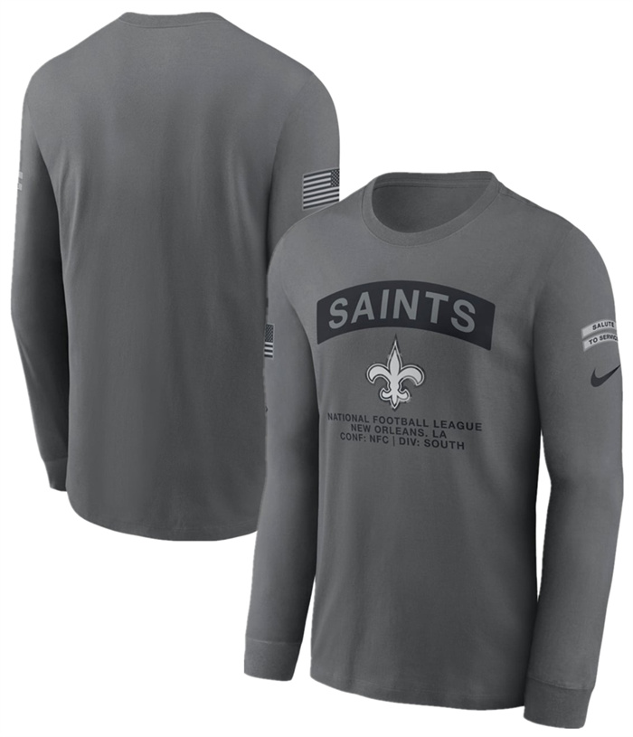 Men's New Orleans Saints Gray 2026 Salute to Service Long Sleeve T-Shirt
