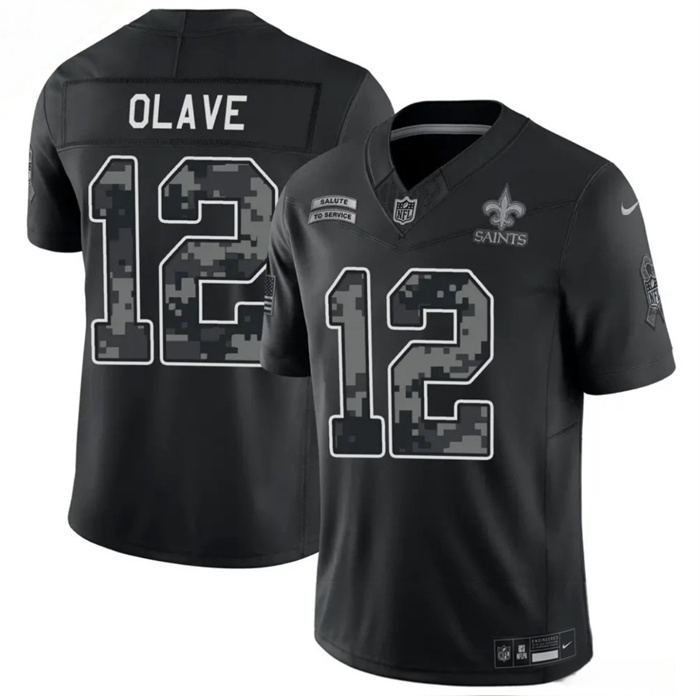 Men's New Orleans Saints #12 Chris Olave Black F.U.S.E. 2026 Salute to Service Limited Stitched Football Jersey