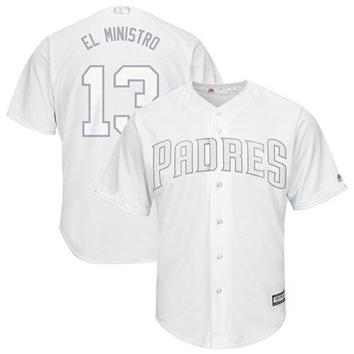 Padres #13 Manny Machado White "El Ministro" Players Weekend Cool Base Stitched MLB Jersey