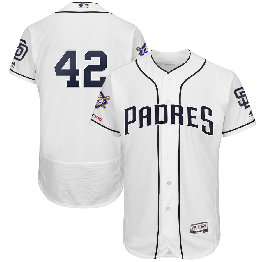 San Diego Padres #42 Majestic 2019 Jackie Robinson Day Flex Base Jersey White San Diego Padres #42 Majestic 2019 Jackie Robinson Day Flex Base Jersey White