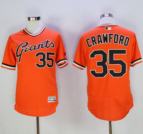 Giants #35 Brandon Crawford Orange Flexbase Authentic Collection Cooperstown Stitched MLB Jersey
