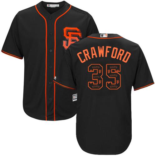Giants #35 Brandon Crawford Black Team Logo Fashion Stitched MLB Jersey