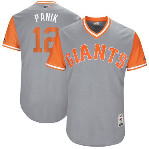 Giants #12 Joe Panik Gray "Panik" Players Weekend Authentic Stitched MLB Jersey