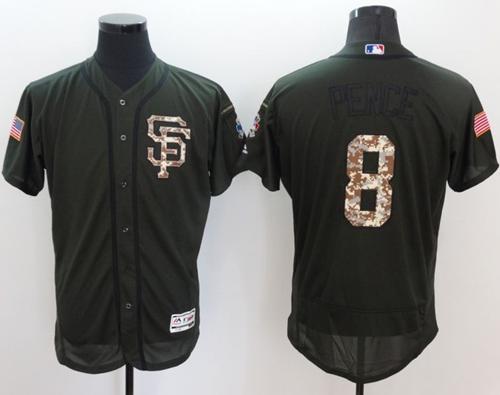 Giants #8 Hunter Pence Green Flexbase Authentic Collection Salute to Service Stitched MLB Jersey