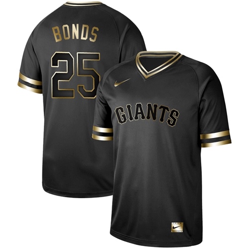 Nike Giants #25 Barry Bonds Black Gold Authentic Stitched MLB Jersey