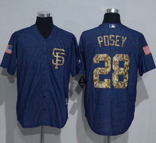 Giants #28 Buster Posey Denim Blue Salute to Service Stitched MLB Jersey
