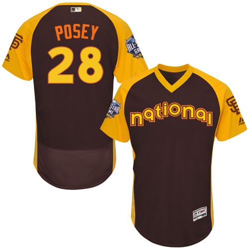 Giants #28 Buster Posey Brown Flexbase Authentic Collection 2016 All-Star National League Stitched MLB Jersey