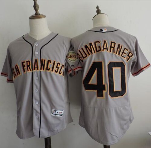 Giants #40 Madison Bumgarner Grey Flexbase Authentic Collection Road Stitched MLB Jersey