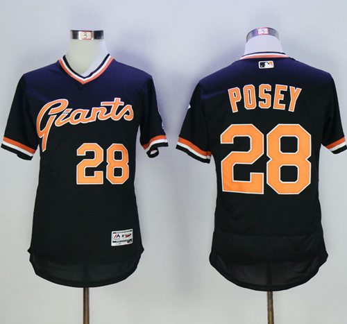 Giants #28 Buster Posey Black Flexbase Authentic Collection Cooperstown Stitched MLB Jersey
