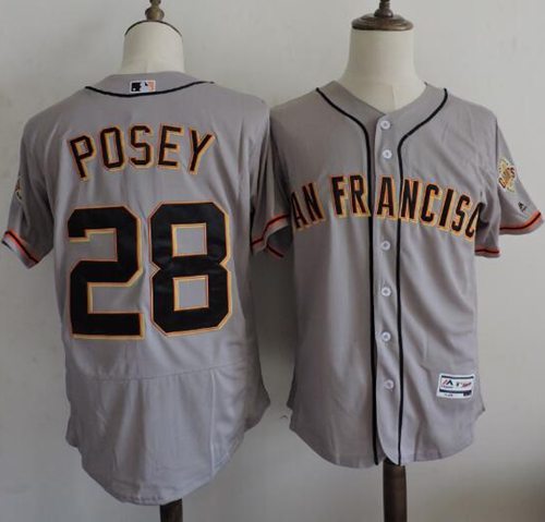 Giants #28 Buster Posey Grey Flexbase Authentic Collection Road Stitched MLB jersey