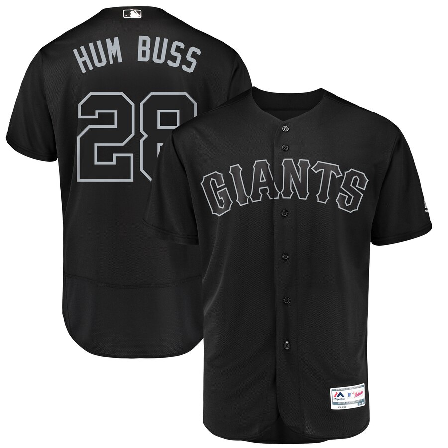 San Francisco Giants #28 Buster Posey Hum Buss Majestic 2019 Players' Weekend Flex Base Authentic Player Jersey Black