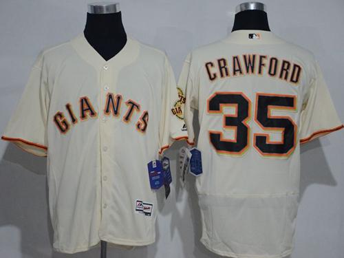 Giants #35 Brandon Crawford Cream Flexbase Authentic Collection Stitched MLB Jersey