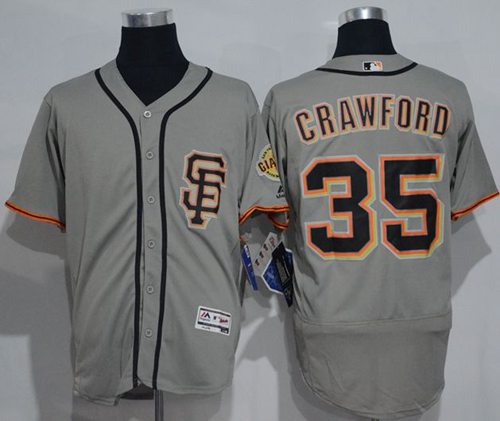 Giants #35 Brandon Crawford Grey Flexbase Authentic Collection Road 2 Stitched MLB Jersey