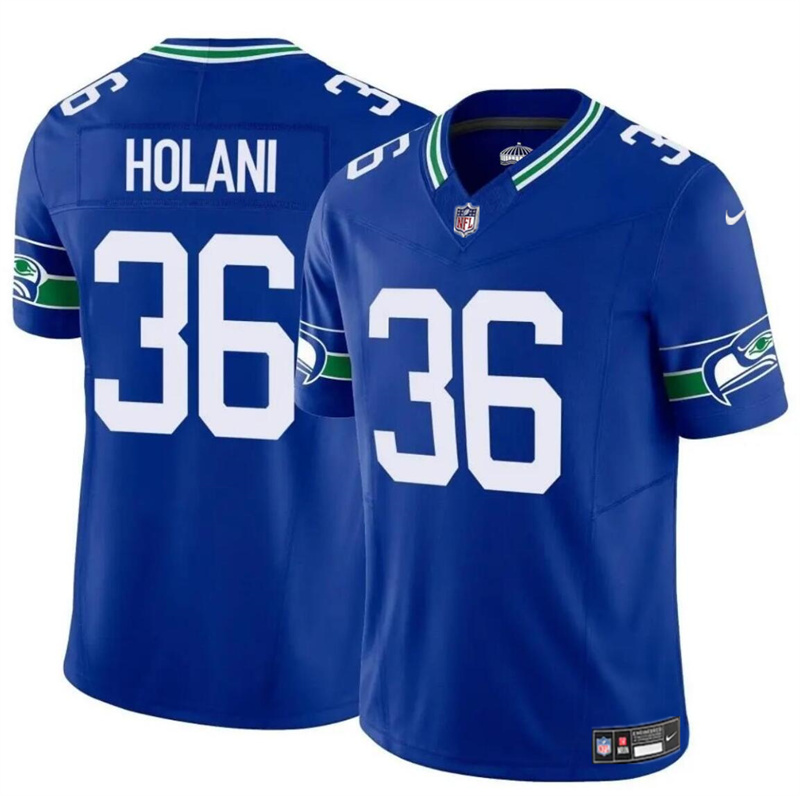 Men's Seattle Seahawks #36 George Holani Royal 2024 F.U.S.E Throwback Vapor Limited Stitched Football Jersey