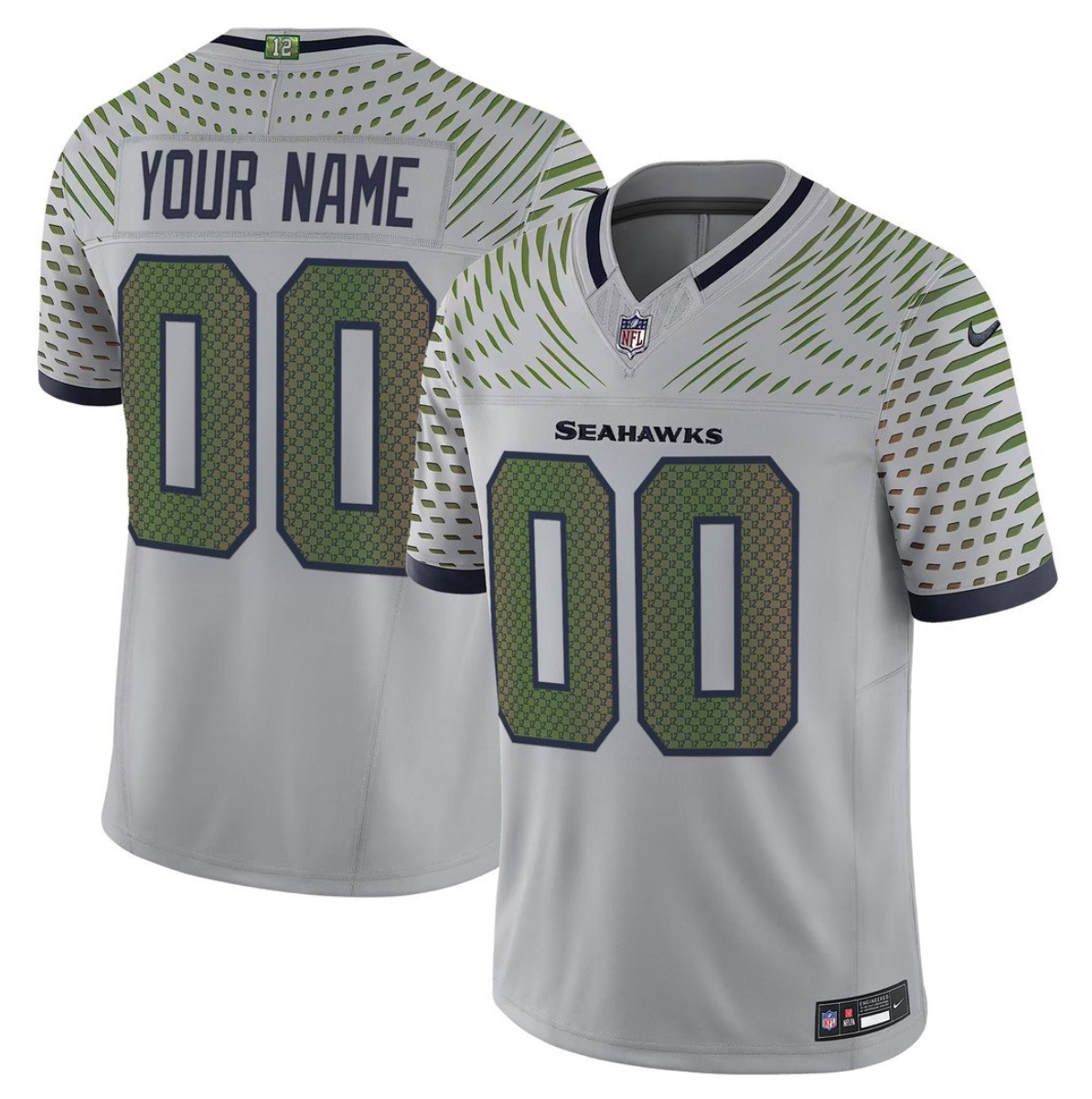 Men's Seattle Seahawks Active Player Custom Grey 2025 F.U.S.E. “Rivalries” Vapor Untouchable Limited Stitched Football Jersey