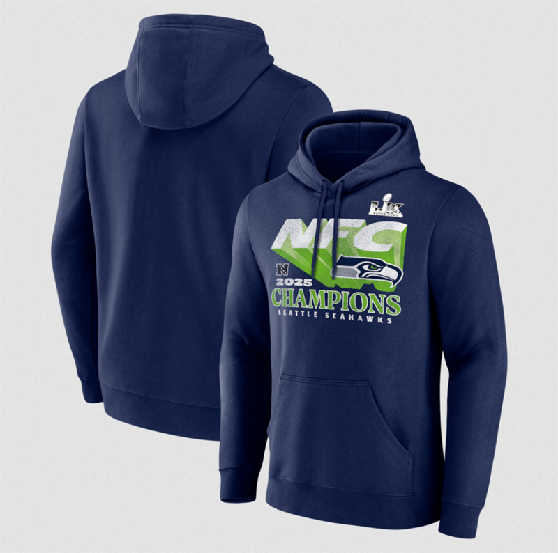 Men's Seattle Seahawks Navy 2025 NFL Champions Pullover Hoodie