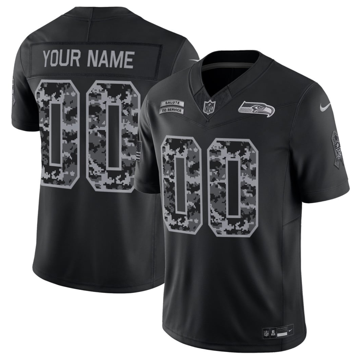 Men's Seattle Seahawks Active Player Custom Black F.U.S.E. 2026 Salute to Service Limited Stitched Football Jersey Men's Seattle Seahawks Active Player Custom Black F.U.S.E. 2026 Salute to Service Limited Stitched Football Jersey