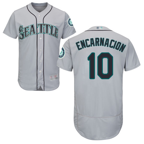 Mariners #10 Edwin Encarnacion Grey Flexbase Authentic Collection Stitched MLB Jersey