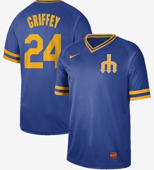 Nike Mariners #24 Ken Griffey Royal Authentic Cooperstown Collection Stitched MLB Jersey