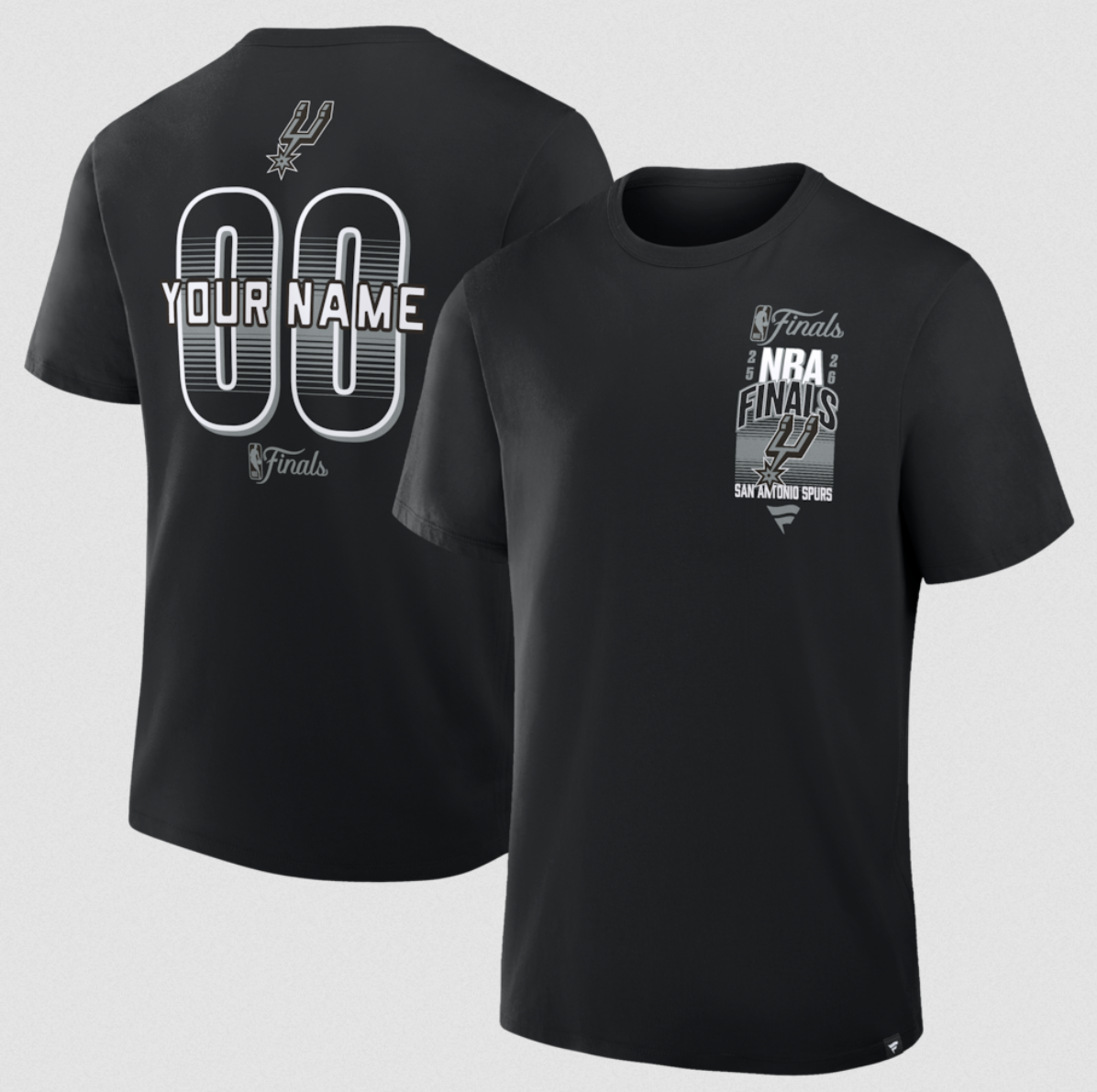 Men's San Antonio Spurs Active Player Custom Black 2026 Finals Custom Name & Number T-Shirt