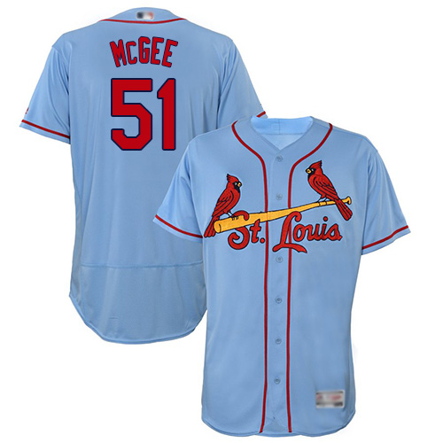 Cardinals #51 Willie McGee Light Blue Flexbase Authentic Collection Stitched MLB Jersey