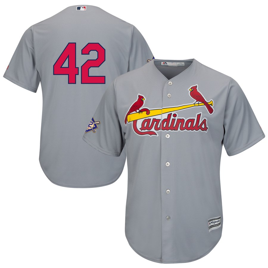 St. Louis Cardinals #42 Majestic 2019 Jackie Robinson Day Official Cool Base Jersey Gray