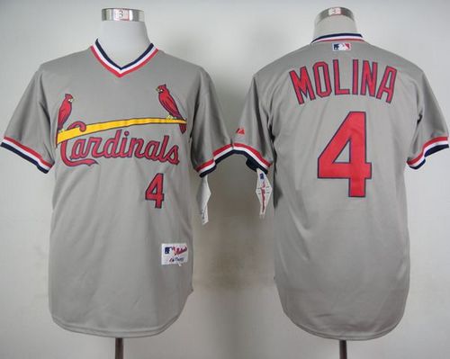 Cardinals #4 Yadier Molina Grey 1978 Turn Back The Clock Stitched MLB Jersey