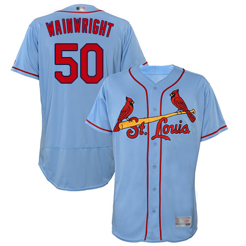 Cardinals #50 Adam Wainwright Light Blue Flexbase Authentic Collection Stitched MLB Jersey