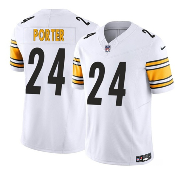 Men's Pittsburgh Steelers #24 Joey Porter Jr. White 2023 F.U.S.E. Vapor Untouchable Limited Stitched Jersey