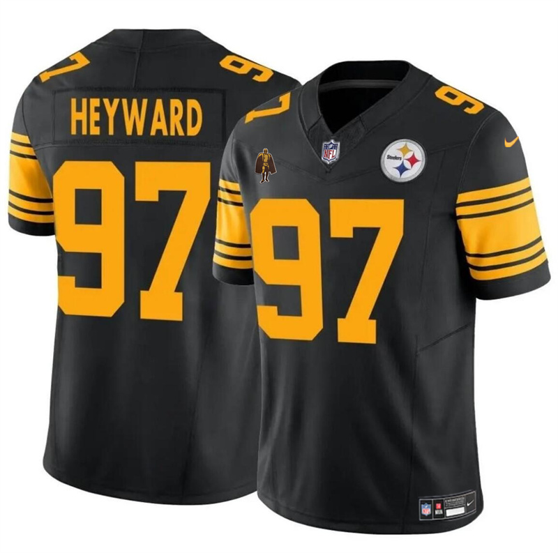 Men's Pittsburgh Steelers #97 Cameron Heyward Black F.U.S.E. With Walter Payton Patch Color Rush Limited Stitched Jersey