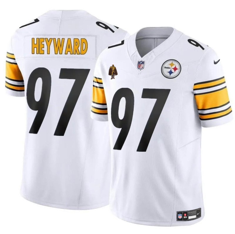 Men's Pittsburgh Steelers #97 Cameron Heyward White F.U.S.E. With Walter Payton Patch Vapor Untouchable Limited Stitched Jersey