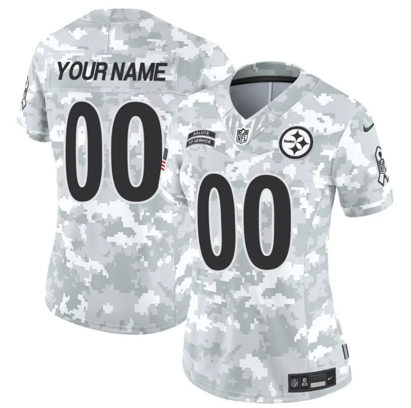 Women's Pittsburgh Steelers Active Player Custom 2024 F.U.S.E Arctic Camo Salute to Service Limited Stitched Football Jersey(Run Small)