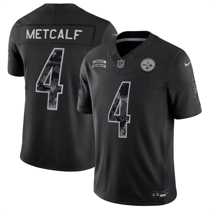 Men's Pittsburgh Steelers #4 DK Metcalf Black F.U.S.E. 2026 Salute to Service Limited Stitched Football Jersey