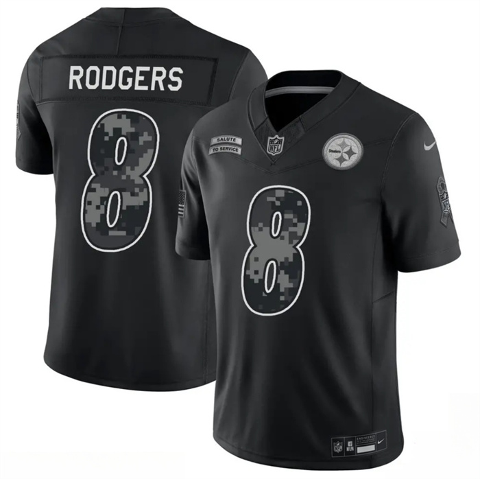 Men's Pittsburgh Steelers #8 Aaron Rodgers Black F.U.S.E. 2026 Salute to Service Limited Stitched Football Jersey