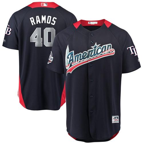 Rays #40 Wilson Ramos Navy Blue 2018 All-Star American League Stitched MLB Jersey Rays #40 Wilson Ramos Navy Blue 2018 All-Star American League Stitched MLB Jersey
