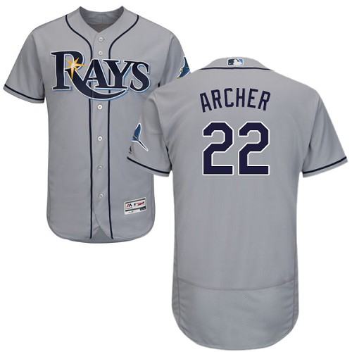 Rays #22 Chris Archer Grey Flexbase Authentic Collection Stitched MLB Jersey Rays #22 Chris Archer Grey Flexbase Authentic Collection Stitched MLB Jersey