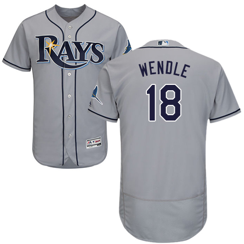 Rays #18 Joey Wendle Grey Flexbase Authentic Collection Stitched MLB Jersey Rays #18 Joey Wendle Grey Flexbase Authentic Collection Stitched MLB Jersey