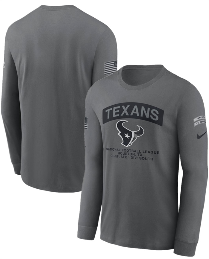 Men's Houston Texans Gray 2026 Salute to Service Long Sleeve T-Shirt